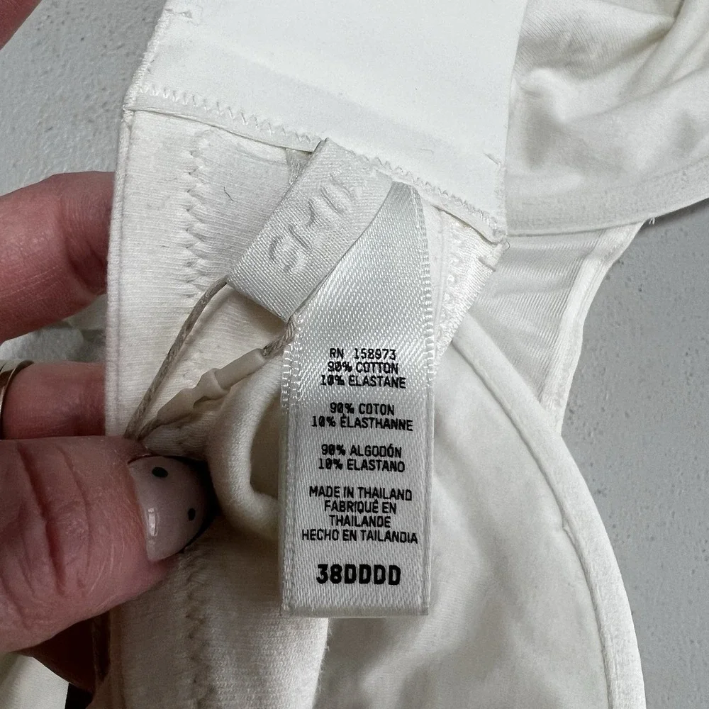 NEW! Skims Cotton Logo Underwire‎ Demi Bra Marble White 38DDDD Adjustable
